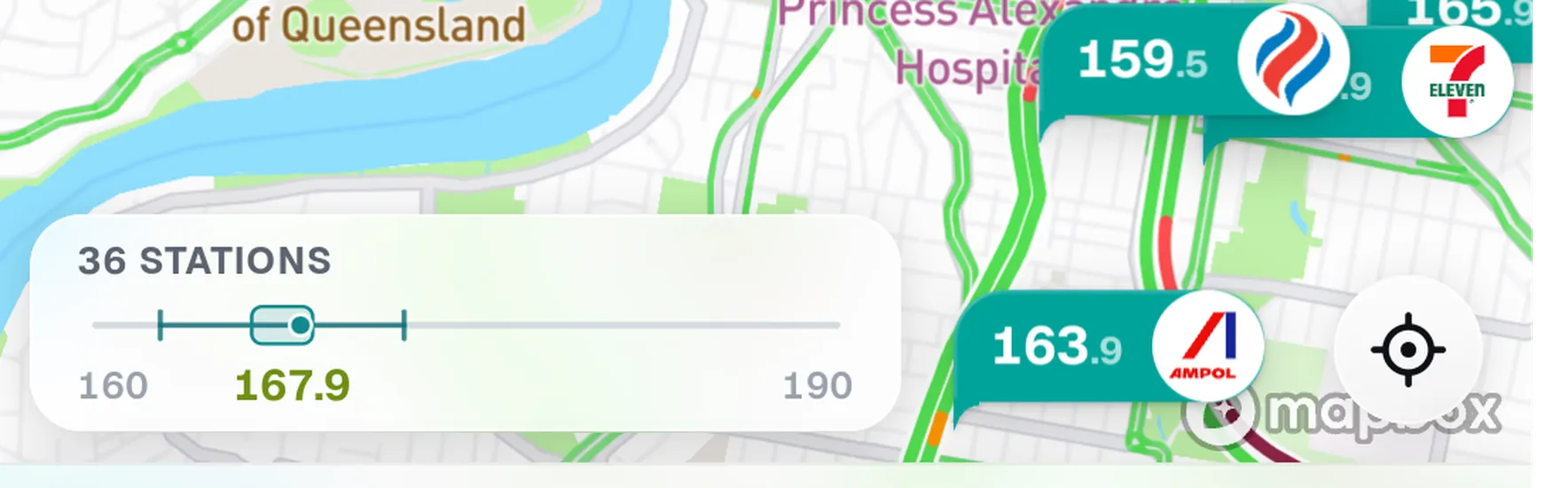 Pinly's market-range box-plot showing the lowest, typical and highest prices nearby